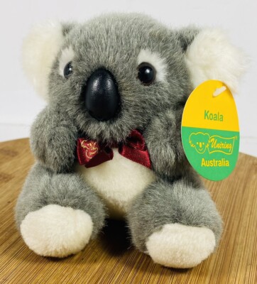 Uni-Toys Uniring Australia Koala Bear Soft Animal Plush Toy Bow Boomerang 5''NWT