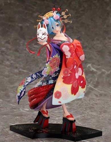 28cm Anime Re: Zero Rem Oiran Dochu Kimono Ver. Statue Action Figure Model Toy - Picture 5 of 11