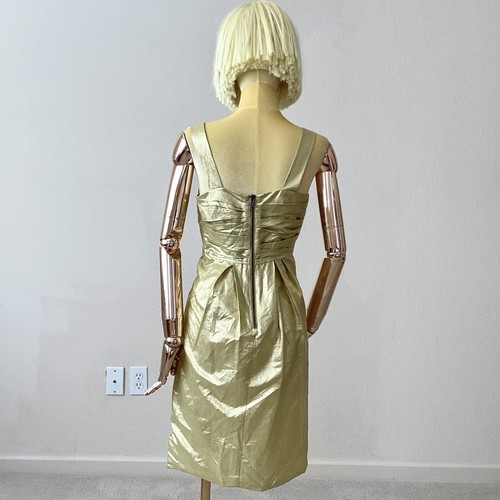 Burberry London Gold Sleeveless with V-Neck Dress NWT SZ 2 - Picture 3 of 13