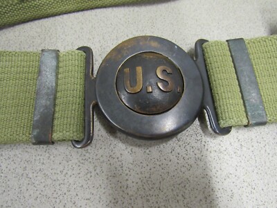 WW1 US MILLS M1910 Garrison Belt w/ Rimmed Eagle Snap Pouches 1916