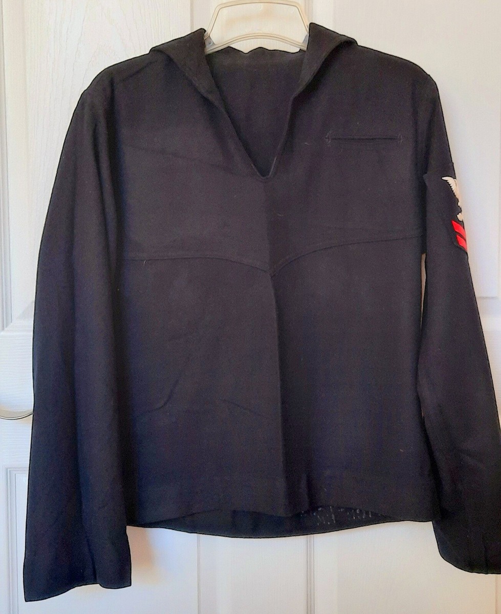 US Navy Undress Blue Wool Uniform Jumper Top Shirt Size 38 Insignias  Vietnam Era