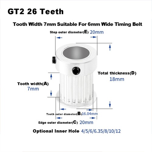 GT2 Idler Timing Drive Pulleys 14/15/16/18~26 Tooth,For 6mm Belt 3D Printer CNC - Picture 14 of 14