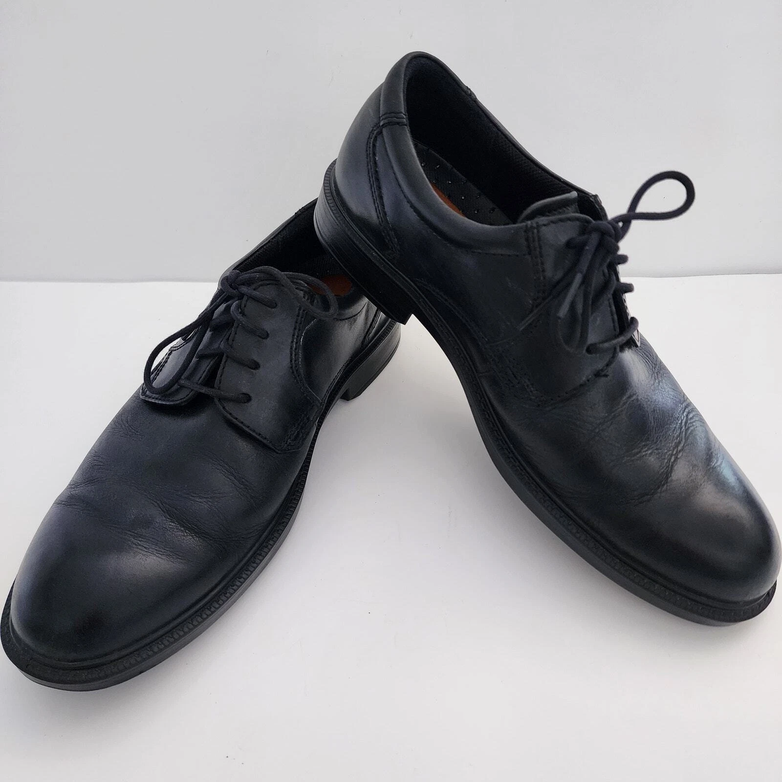 Ecco scarpe eleganti casual Oxford stringate in pelle nera da uomo taglia 43 (9 9 5)