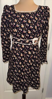 Ping Guo Hong Le Anime Mori Girl Maid Pleated Floral Pinafore Dress Size XL