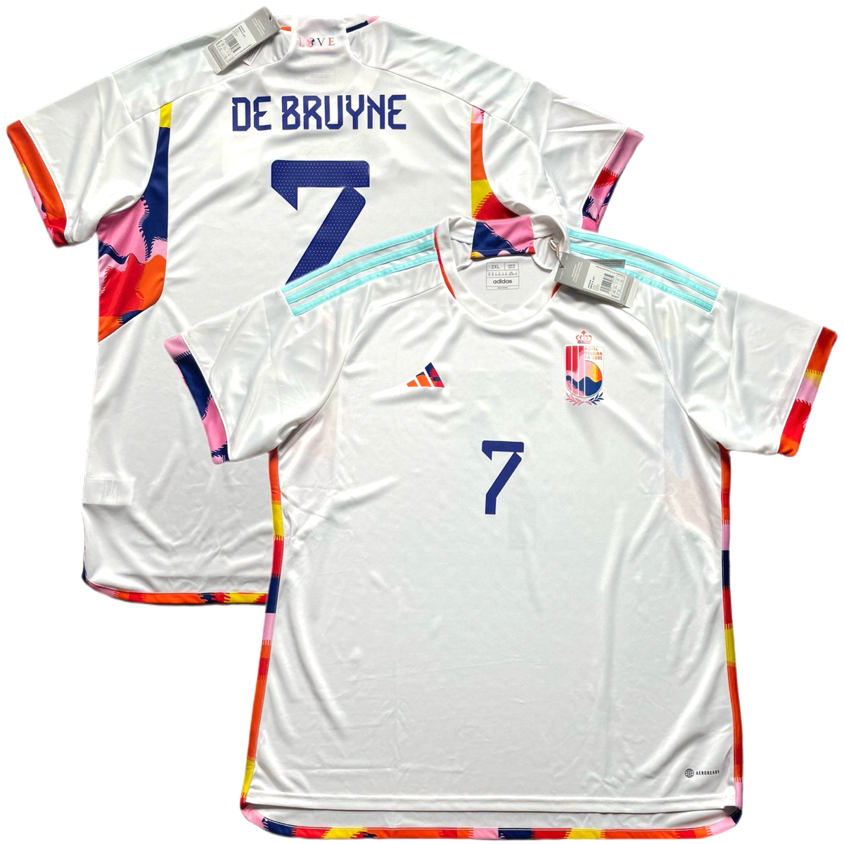 2022/23 Belgium Away Jersey #7 De Bruyne 2XL adidas Soccer World
