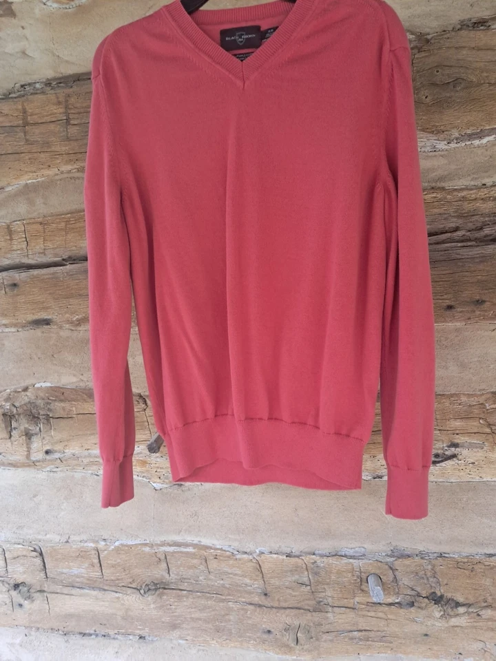 Suéter para hombre negro marrón 1826 cuello en V 100 % algodón Supima naranja talla mediana Foto 3 de 4