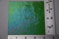 1107.31 TRANSPARENT IRIDIZED LIGHT GREEN 4" x 4" BULLSEYE 3mm THICK GLASS 90 COE