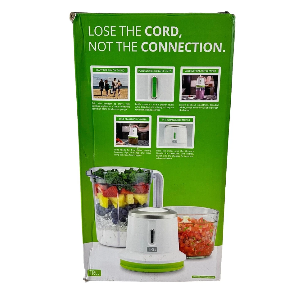 TRU Cordless Two-In-One Food Processor Blender And Chopper - Image 2 of 4