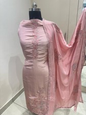 Women's Pink Silk Blend Ethnic Straight Kurta Pant with Dupatta Set Wedding Wear