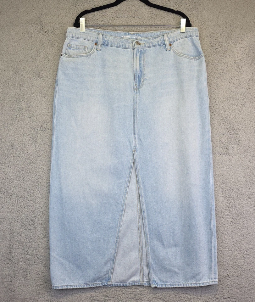 Antigua Falda Azul Marino Para Mujer 14 Azul Denim Tiro Medio Lavado Ligero Y2K Retro Modesta Años 90 80 Foto 2 de 4