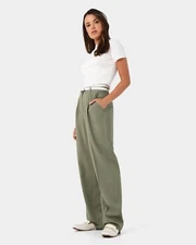 Forcast Janis Straight Pants - khaki green - ladies size 10 - BNWT