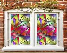 3D Color Graphics D43 Window Film Print Sticker Cling Stained Glass UV Block Amy