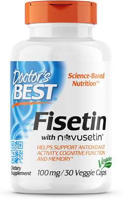 Doctor's Best Fisetin with Novusetin, Non-Gmo, Vegan, 100 Mg, 30 Veggie Capsules