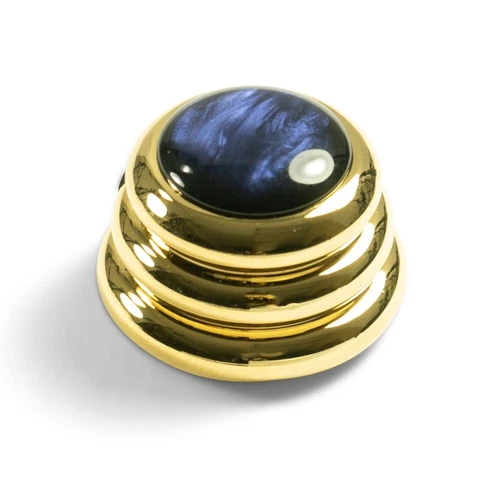 Q-Parts Knobs With Blue Acrylic Pearl Inlay Gold Ringo QPBUP-RG