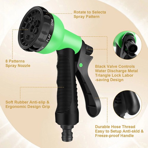 50ft 100ft Expandable Water Hose Spray Nozzle Lightweight Flexible Garden Hose - Picture 14 of 14