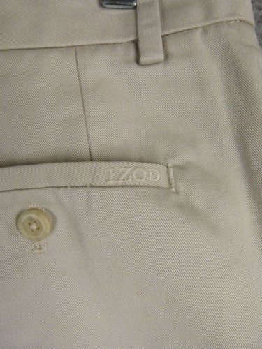 Izod Mens 32x30 Beige Cotton Straight Leg Khaki Pants - Picture 7 of 8