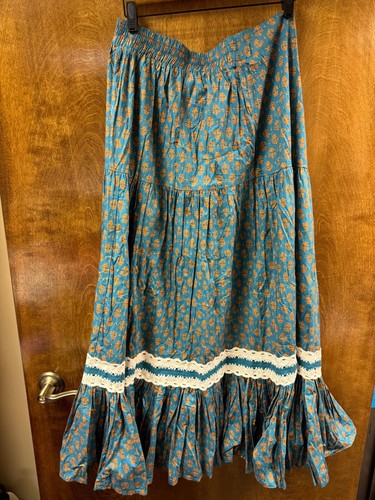 Womem NWT "Luna Moon" teal floral print top/matching skirt. Size L - Picture 7 of 7