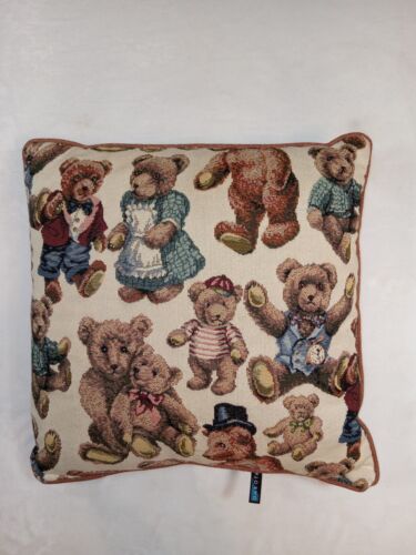 Vintage Dakota Tapestry Pillow 17x17 Teddy Bear Decorative
