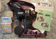 Canon EOS RebelX S Film Camera Zoom Lens EF 35-80MM  Strap Book Filters Manual