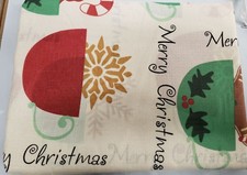 3pc Curtains Set:2 Tiers 58"x36"  Valance 58"x14" MERRY CHRISTMAS CUPS 2,BH