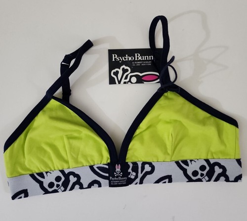 Psycho Bunny Women's Bras 3 Pc Psycho Green Pink & Gray Triangle Bralette M NEW! - Picture 3 of 5