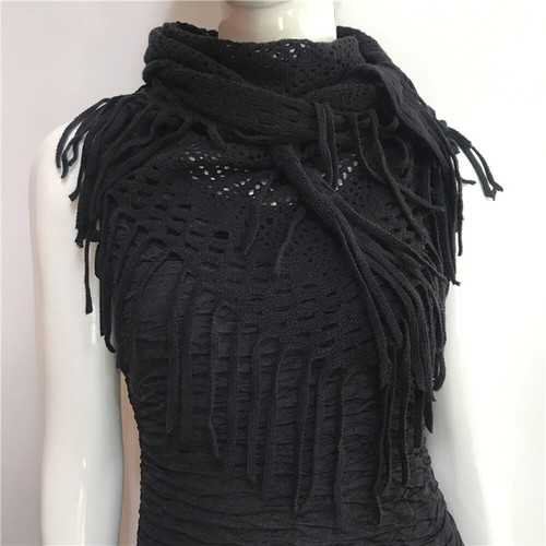 Fashion Womens Warm Knitted Shawl Wrap Cashmere Fringed Hollow Triangle Scarf US - Picture 6 of 21