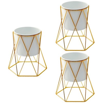  3pcs nordischer Metallblumenpflanzentopf Metallpflanzenbehälter mit Ständer für