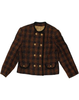 ST MICHAEL Womens Blazer Jacket UK 14 Medium  Navy Blue Check WU05