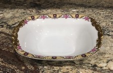 JEAN POUYAT JPL LIMOGES 8 3/4"L Oval Serving Bowl Roses N Lattice Pattern