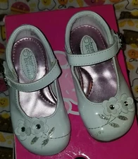Buster Brown Maddie White Mary Jane Toddler Size 6 Rhinestone Buckles See Pics