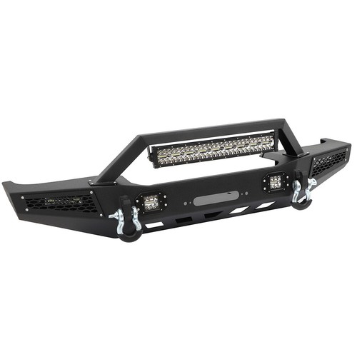 For 1984-2001 JEEP Cherokee Front Rear Bumper w/LED Light & D-ring & Winch Steel - Picture 4 of 8