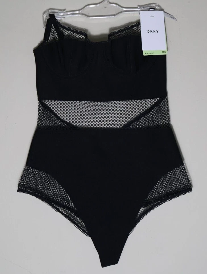 DKNY Women's Size 32B Sheer Soft Tech Mesh Bodysuit Thong DK7016 NWT - Image 2 of 4