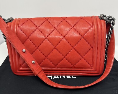 CHANEL Boy Bag Red Orange Medium Authentic Dustbag Cert | eBay CHANEL Boy Bag Red Orange Medium Authentic Dustbag Cert | eBay