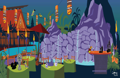 #ad Walt Disney World Polynesian Resort Trader Sams Patio Poster G 11x17 MATTE $19.19