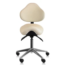 Adjustable Ergonomic Rolling Saddle Stool Chair with Back Support for Office