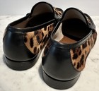 GUCCI 1953 Leopard Calf Hair Black Leather Loafers Gold Horsebit Shoes Bag Sz 8 — photo 5