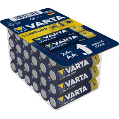 Varta Longlife Big Box AA 24er Pack Mignon-Batterie blau 1,5 V Spannung Alkaline