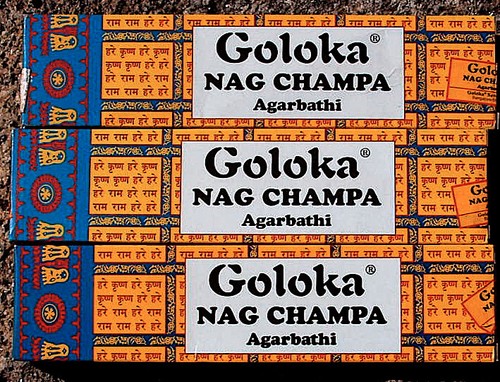 Nag Champa Incense Sticks-Goloka Agarbathi,Handmade-India-3x40=120gm Free Burner