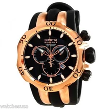 Invicta Men's 10830 Reserve Venom Rose Gold Black Rubber Strap Chronograph Watch