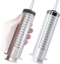2 Pack Large Syringes (150 ML), Large Plastic Garden Industrial Syringes for Sci