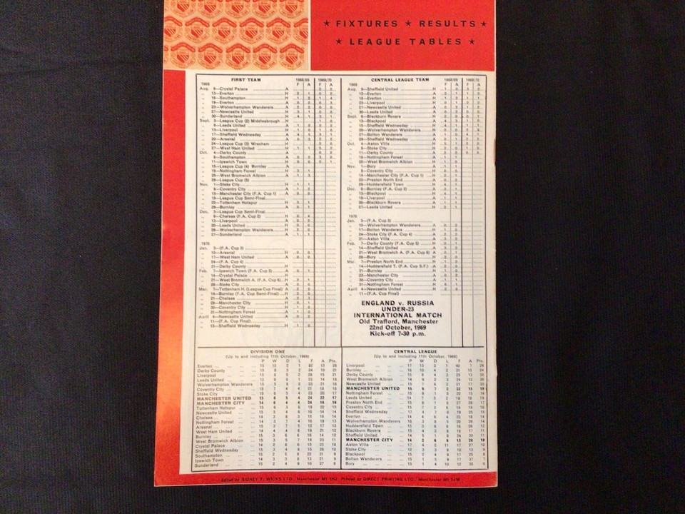 4) 1960s Manchester United Home League Programmes | eBay UK