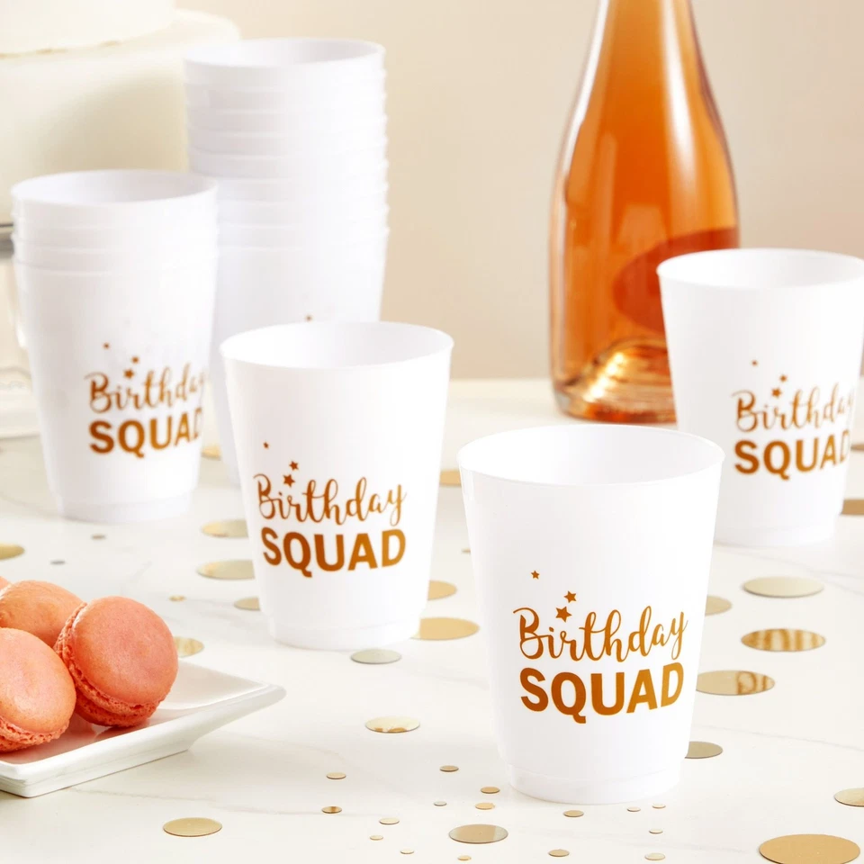 16 Pack Reusable Plastic Birthday Cups for Adults and Women, 16 oz, 4.25 x 3.5" - Image 2 of 4