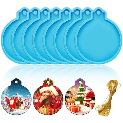 FEBSNOW 4PCS Christmas Ornaments Resin Molds Round Silicone Resin Ornaments