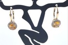 14K Multi Tone Gold Citrine w/Diamond Accents Drop Earrings - 2.41 Grams