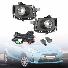 2Pcs Fog Light Black Housing with Bulbs Wiring Kit Prius C 2012-2014