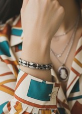 Double Strength Therapeutic 100 Hematite Magnetic Circulation Bracelet Gothic 8