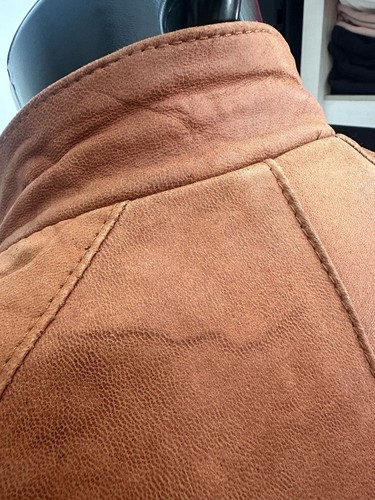 Pianeta Pelle Giacca In Pelle Uomo Man Tg56 Arancione LLV1692 - Picture 5 of 13