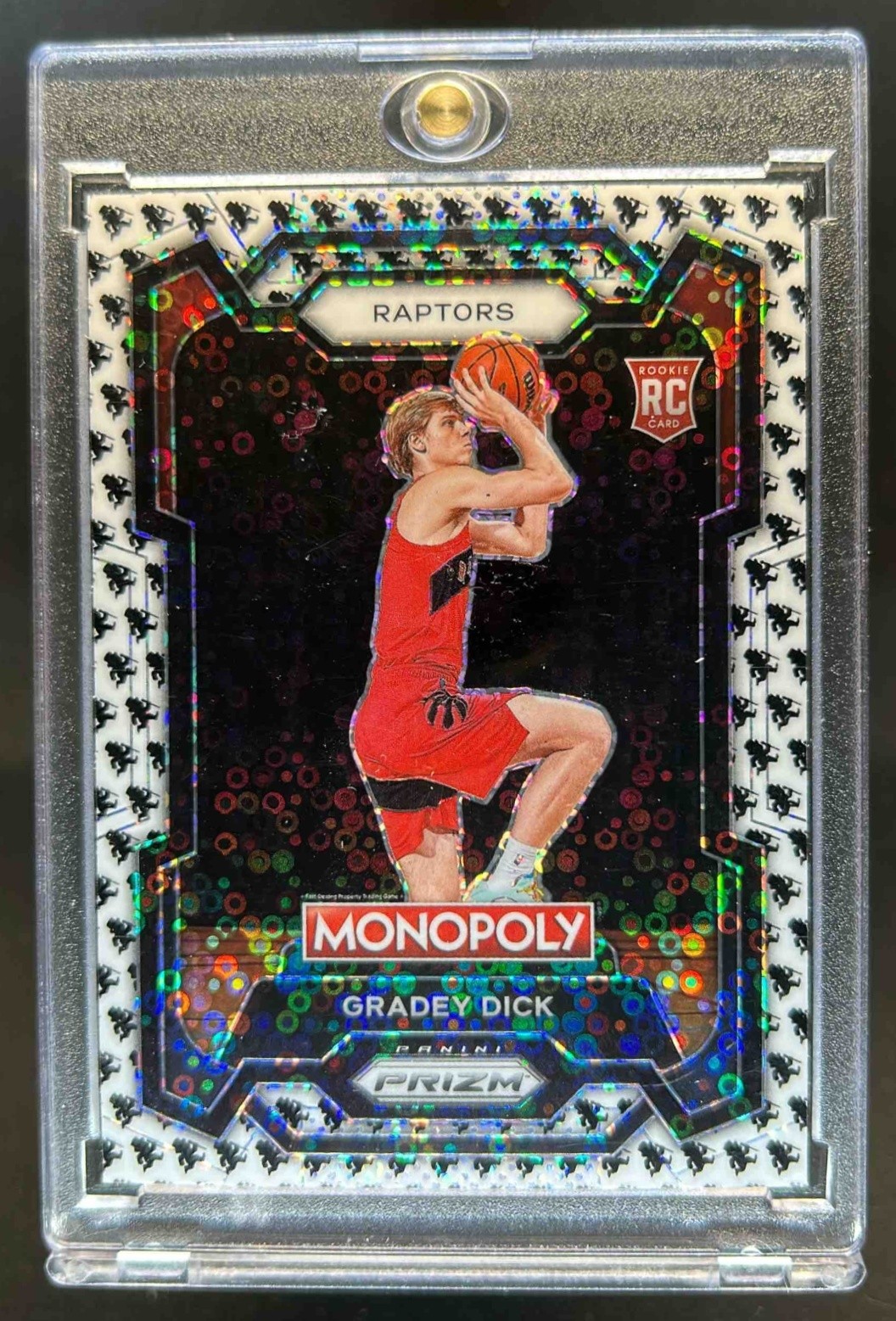 2023-24 Prizm Monopoly Gradey Dick RC Man Black & White #84 Raptors