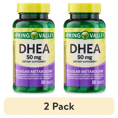 (2 pack) Spring Valley DHEA Dietary Supplement Tablets , 50 mg, 50 Count