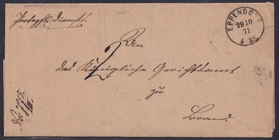 78999) EPPENDORF Sachsen NDP-Postort guter Stempel 1871 auf Behändigungsschein